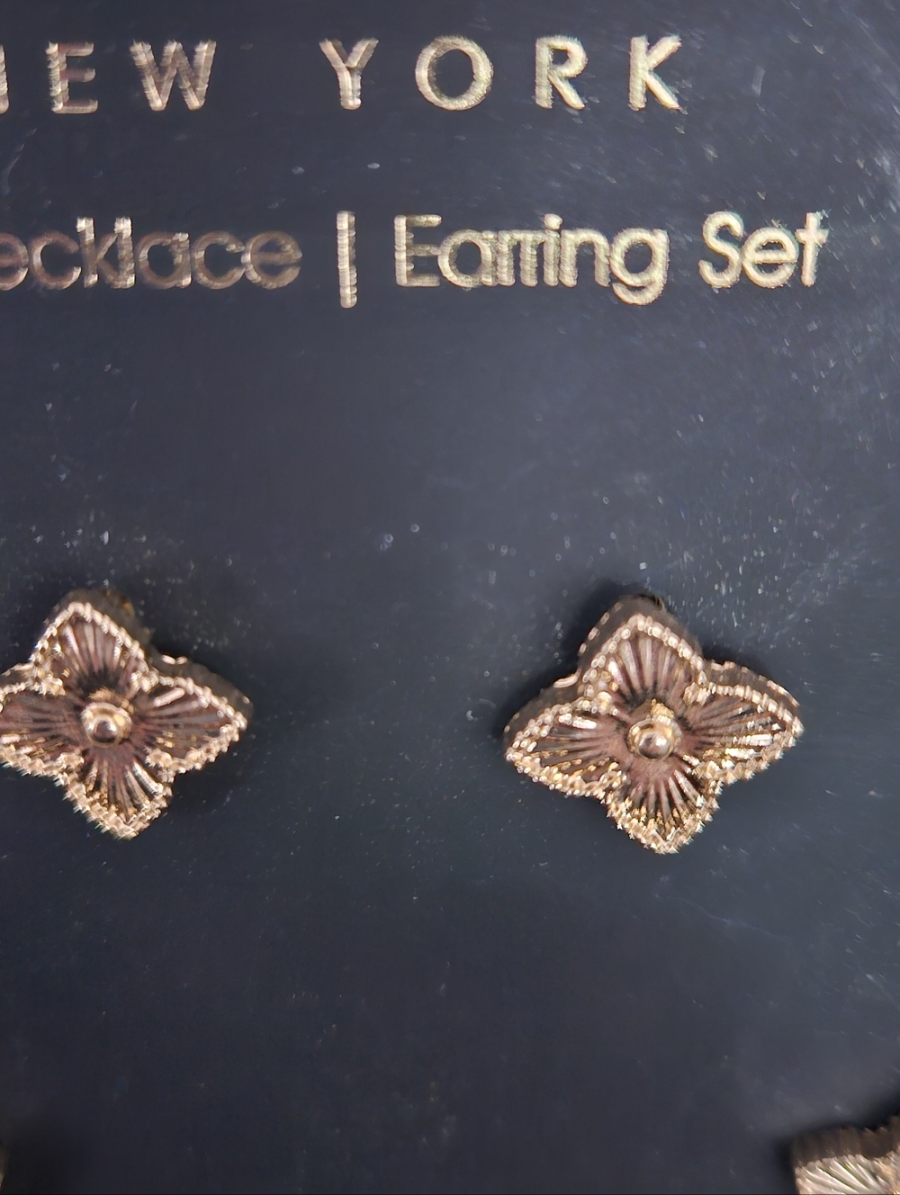 Nicole Miller Gold and Black Flower Necklace & Earring Set, NWT - Picture 4 of 6